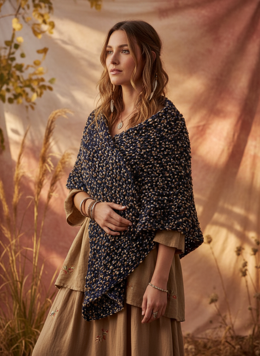 Midnight Pebbles Shawl Three-Quarter View