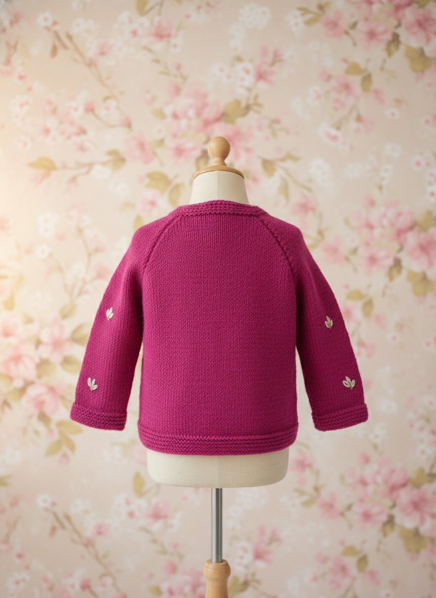 Berry Blossom – Hand-Knitted Floral Cardigan