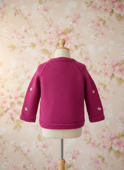 Berry Blossom – Hand-Knitted Floral Cardigan