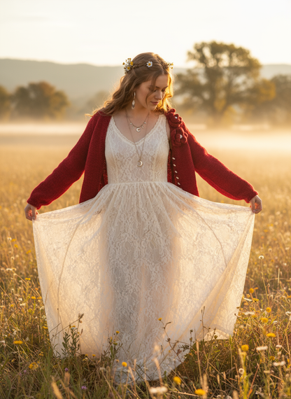 Crimson Cardigan Natural Setting