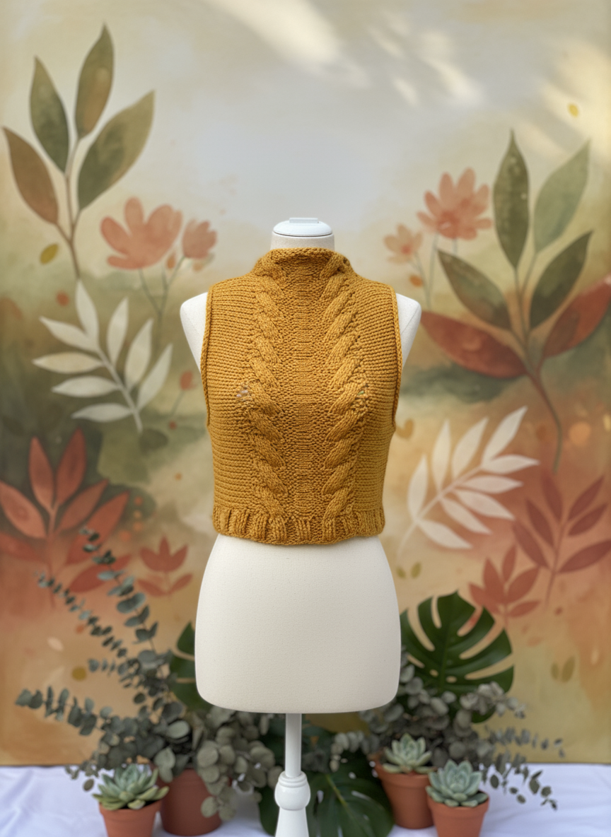 Golden Sun – Handcrafted Mustard Knit Top