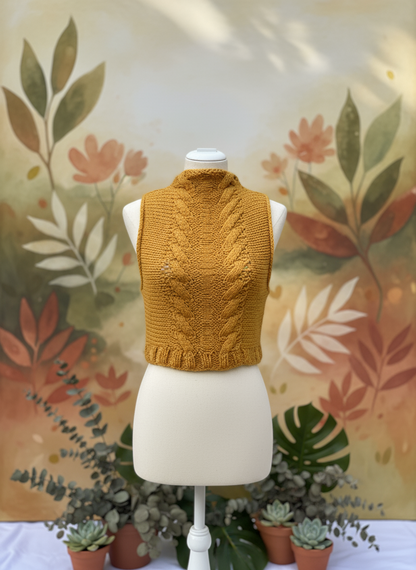 Golden Sun – Handcrafted Mustard Knit Top