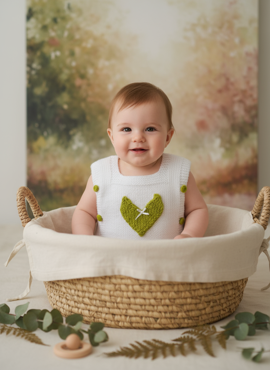 Little Heart Baby Vest - On baby model