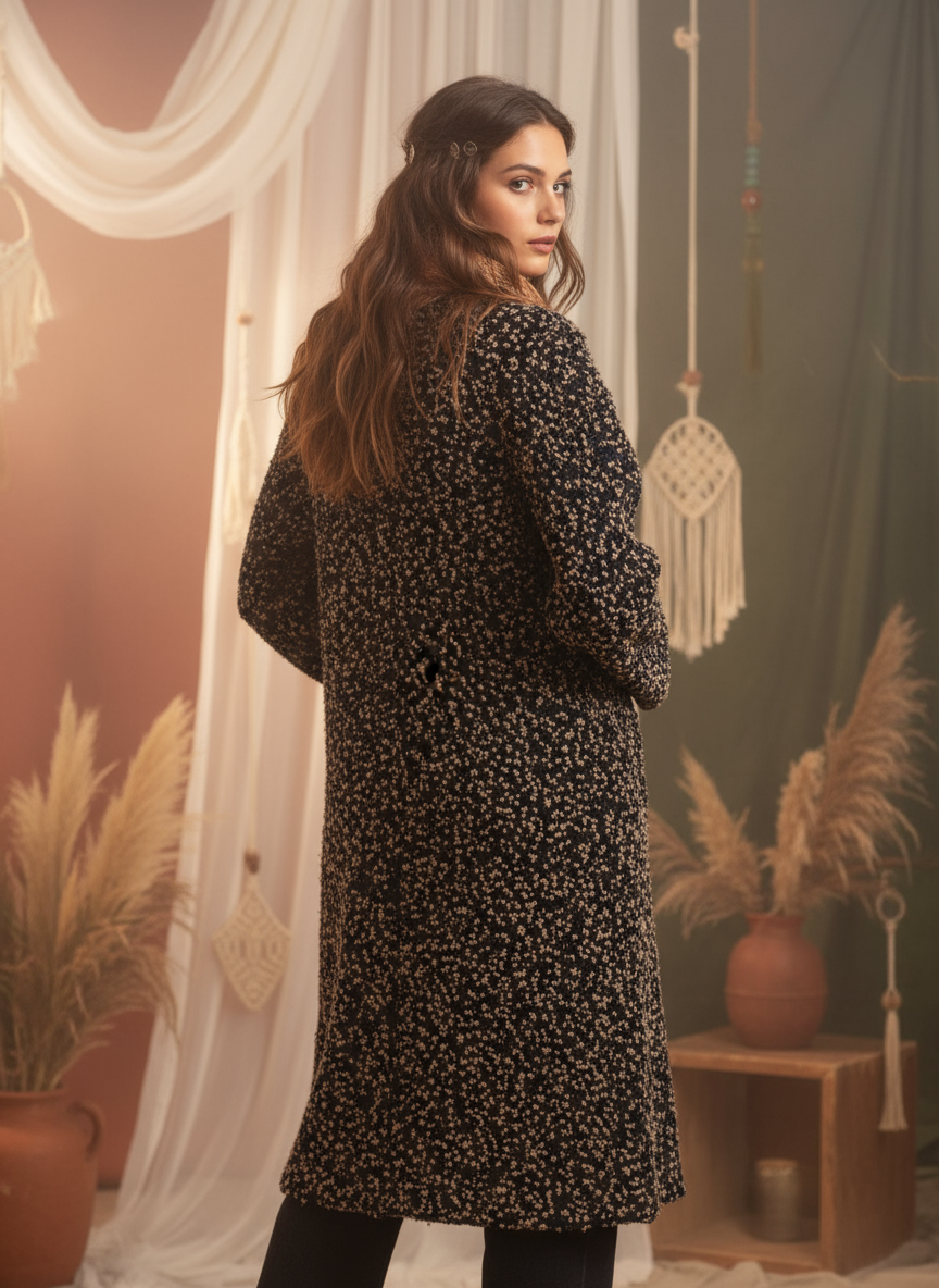 Midnight Pebbles Coat Back View