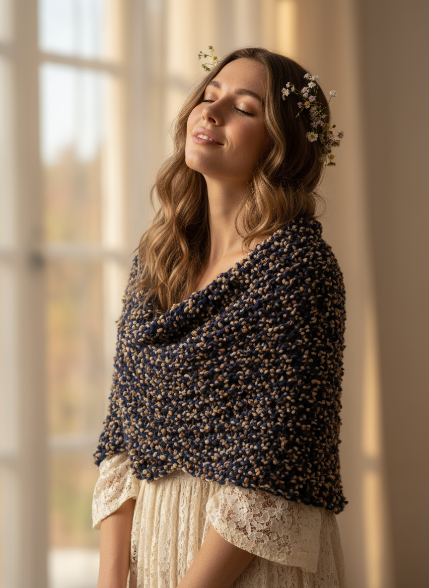 Midnight Pebbles Shawl Detail