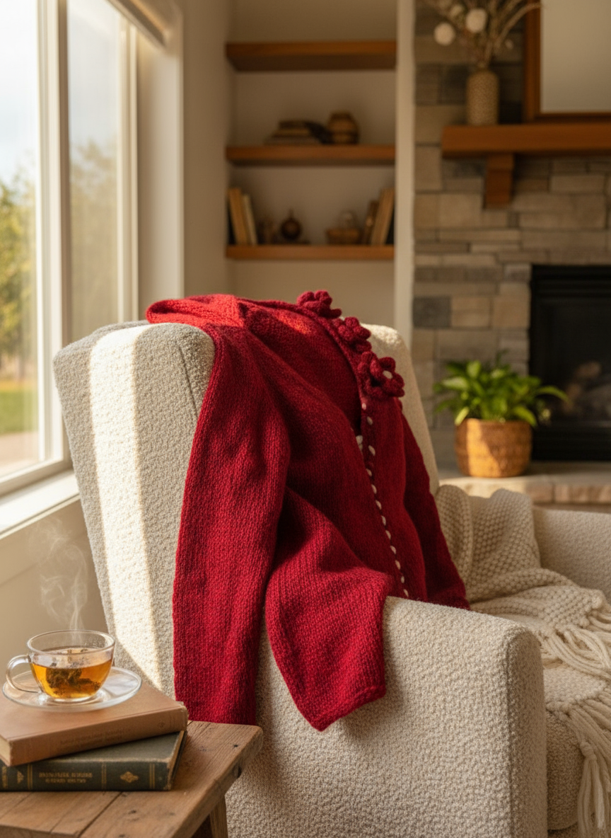 Social media banner for Reborn Crimson Hand-Knitted Cardigan