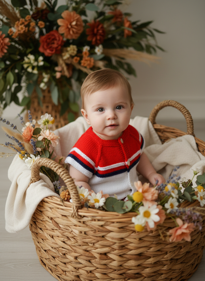 Three-quarter angle with wildflowers