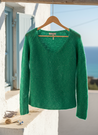 Turquoise of the Mediterranean – Handcrafted Knit Blouse